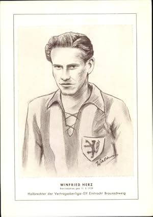 Künstler Ansichtskarte / Postkarte Fußball, Winfried Herz, Halbrechter, Eintracht Braunschweig
