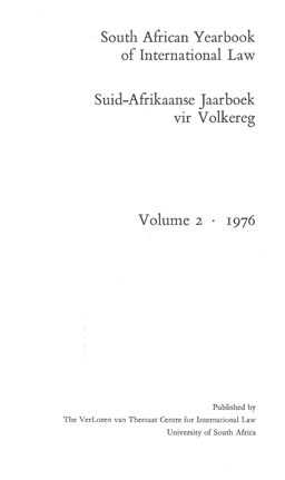 South African Yearbook of International Law. 1976. Volume 2.