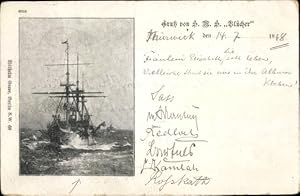 Ansichtskarte / Postkarte Deutsches Kriegsschiff, SMS Blücher, Torpedoschulschiff