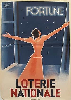 1940 French Art Deco Poster - Loterie Nationale Advertisement - Fortune
