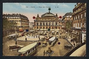 Glitzer-Perl-Ansichtskarte Paris, Place de l'Opera