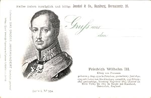Bild des Verkufers fr Knstler Ansichtskarte / Postkarte Friedrich Wilhelm III, Knig von Preuen, Portrait, Das Groe Jahrhundert zum Verkauf von akpool GmbH
