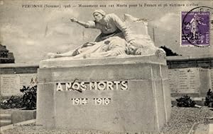 Ansichtskarte / Postkarte Péronne Somme, Monument aux 121 Morts pour la France et 36 victimes civ...