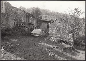 Italy 1980, Giaveno (Turin), Borgata Seia, Partial view, Car FIAT 127, Vintage photography
