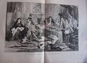 Gravure 1886 d' apres oeuvre de JOHN GLKIBERT LOUIS XIV PRESIDENT LE CONSEIL DES MINISTRES DANS L...