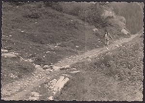 Italy 1960, Near Turin, Walking on a mountain path, Vintage photography