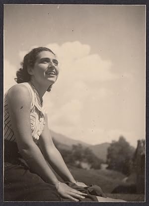 Italy 1939, Menaggio (Como), Smiling girl in a golf course, Vintage photography