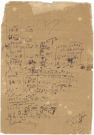 Autograph musical manuscript sketchleaf for the composer's opera, Tosca. Signed and dated "4 9emb...
