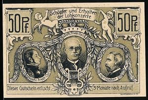 Seller image for Notgeld Sondershausen 1921, 50 Pfennig, 1. Thr. Musikfest, Die Konzerthalle im Loh, Max Bruch for sale by Bartko-Reher