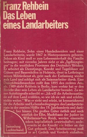 Bild des Verkufers fr Das Leben eines Landarbeiters. Hrsg. von Karl Winfried Schafhausen / Sammlung Luchterhand ; 137 zum Verkauf von Schrmann und Kiewning GbR