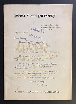 Imagen del vendedor de Poetry and Poverty 2 (Number Two, 1952) a la venta por Philip Smith, Bookseller