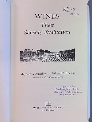 Imagen del vendedor de Wines: Their Sensory Evaluation a la venta por books4less (Versandantiquariat Petra Gros GmbH & Co. KG)