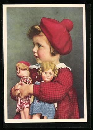 Ansichtskarte Kleines Mädchen mit ihren Puppen