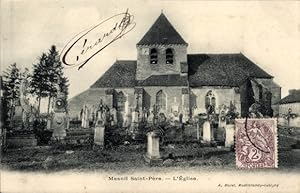 Ansichtskarte / Postkarte Mesnil Saint Père Aube, Kirche, Friedhof