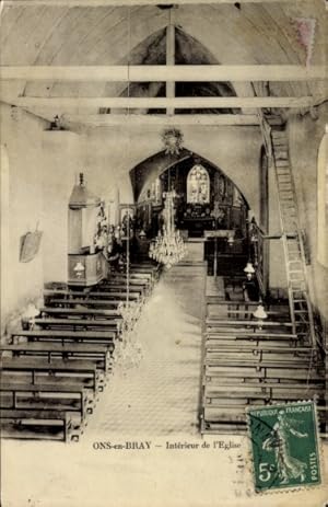 Ansichtskarte / Postkarte Ons en Bray Oise, Kirche, Innenansicht