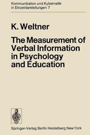 Immagine del venditore per Measurement of Verbal Information in Psychology and Education venduto da GreatBookPrices