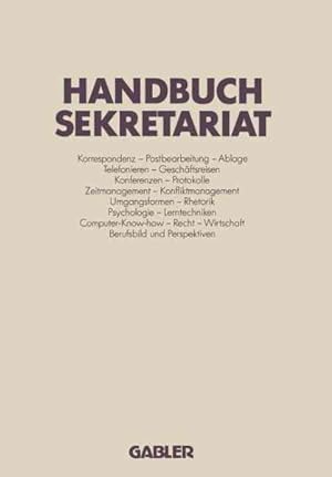 Bild des Verkufers fr Handbuch Sekretariat -Language: German zum Verkauf von GreatBookPrices
