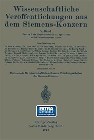 Bild des Verkufers fr Wissenschaftliche Verffentlichungen Aus Dem Siemens-konzern : Fnfter Band 1926-1927 -Language: german zum Verkauf von GreatBookPrices