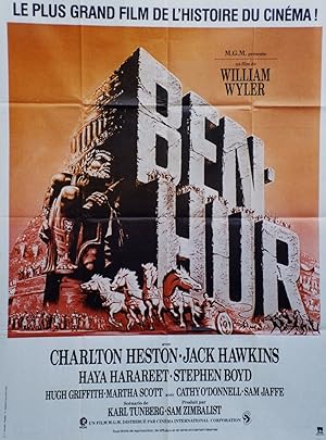 "BEN-HUR" Réalisé par William WYLER en 1959 avec Charlton HESTON, Jack HAWKINS / Affiche ressorti...