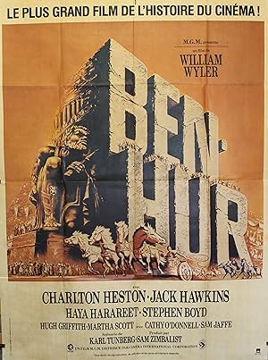 "BEN-HUR" Réalisé par William WYLER en 1959 avec Charlton HESTON, Jack HAWKINS / Affiche ressorti...