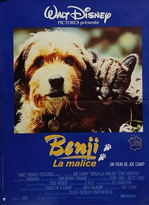 "BENJI LA MALICE (THE HUNTED)" Réalisé par Joe CAMP en 1987 / Affiche française originale / Offse...