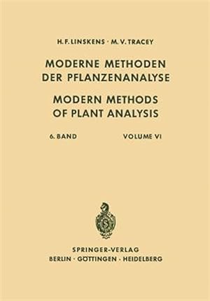 Image du vendeur pour Modern Methods of Plant Analysis / Moderne Methoden Der Pflanzenanalyse -Language: german mis en vente par GreatBookPrices