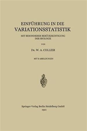 Seller image for Einf�hrung in Die Variationsstatistik : Mit Besonderer Ber�cksichtigung Der Biologie -Language: german for sale by GreatBookPrices
