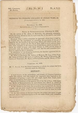 Pensions to Persons Engaged in Indian Wars, etc. [To Accompany bill H.R. No. 353.]