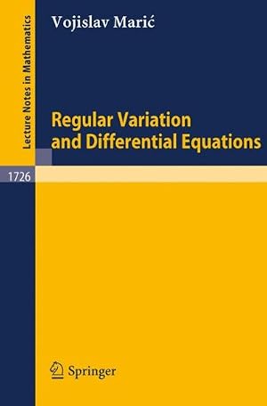 Imagen del vendedor de Regular Variation and Differential Equations a la venta por GreatBookPrices