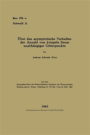 Immagine del venditore per �ber Das Asymptotische Verhalten Der Anzahl Von K-tupeln Linear Unabh�ngiger Gitterpunkte -Language: german venduto da GreatBookPrices