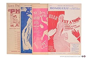 Immagine del venditore per 4 partititions musicales (frivolit�s). Pt. format: 1) Willemetz & Sollar. Les petits pa�ens Phi-Phi. Operette l�g�re, musique de H. Christin�. - 2) Briquet et Saint-Granier. Billets doux. Le nouveau succ�s sensationnel cr�� par Nina Myral � la Ga�t�-Rochechouart. Musique de Maurice Yvain. - 3) Lucien Boyer. Si les femmes en avaient. Musique de Jean Boyer. Le succ�s de Dr�an dans la grande revue du Moulin Rouge. - 4) Andr� Barde. Elle est � vous. Op�rette en trois ates. Musique de Maurice Yvain. Honolulu, No 2. Th��tre des Nouveaut�s. Valse chant�e par Mlle De Creus et Darmant. venduto da Emile Kerssemakers ILAB