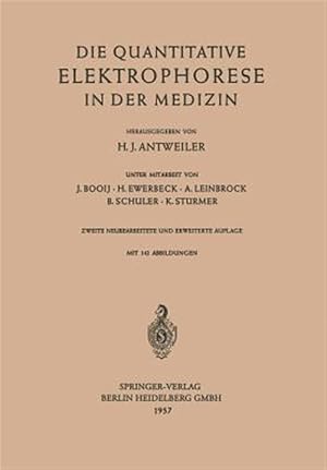 Seller image for Die Quantitative Elektrophorese in Der Medizin -Language: german for sale by GreatBookPrices