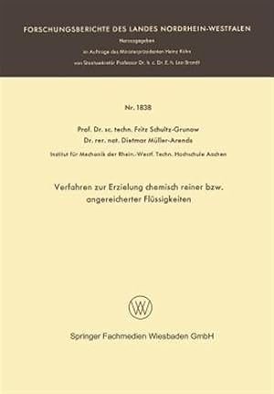 Imagen del vendedor de Verfahren Zur Erzielung Chemisch Reiner Bzw. Angereicherter Fl�ssigkeiten -Language: german a la venta por GreatBookPrices