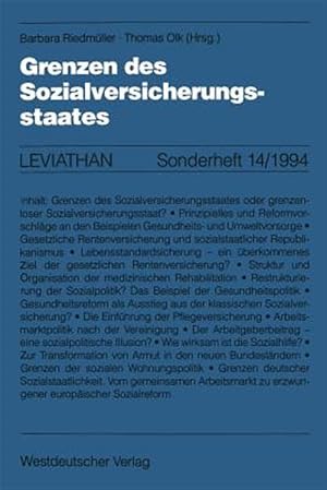 Imagen del vendedor de Grenzen Des Sozialversicherungsstaates -Language: german a la venta por GreatBookPrices