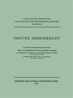Imagen del vendedor de Dritter Jahresbericht : Mit Einer Wissenschaftlichen Beilage. Der Zusammenbruch Der Dschabir-legende -Language: german a la venta por GreatBookPrices