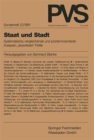 Immagine del venditore per Staat Und Stadt : Systematische, Vergleichende Und Problemorientierte Analysen Dezentraler Politik -Language: german venduto da GreatBookPrices