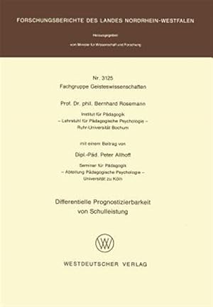 Immagine del venditore per Differentielle Prognostizierbarkeit Von Schulleistung -Language: german venduto da GreatBookPrices