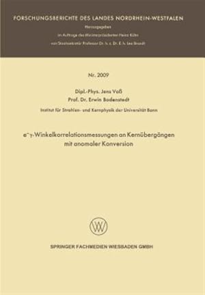 Image du vendeur pour E-Winkelkorrelationsmessungen an Kernbergngen mit Anomaler Konversion -Language: german mis en vente par GreatBookPrices