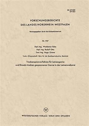 Seller image for Trockenspinnverfahren Fr Leinengarne Und Einsatz Trocken Gesponnener Garne in Der Leinenweberei -Language: german for sale by GreatBookPrices