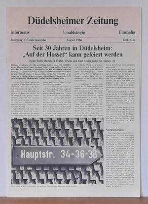 Seller image for Ddelsheimer Zeitung. Informativ, unabhngig, einmalig. Jahrgang 1, Sonderausgabe, August 1986 (Titel: Seit 30 Jahren in Ddelsheim: "Auf der Hosset" kann gefeiert werden") for sale by ANTIQUARIAT H. EPPLER