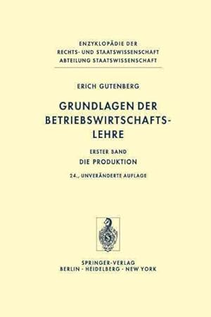 Seller image for Grundlagen Der Betriebswirtschaftslehre : Die Produktion -Language: German for sale by GreatBookPrices