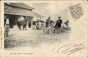 Ansichtskarte / Postkarte Mailly le Camp Aube, Camp de Mailly, Küche, Radfahrer
