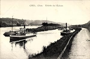 Ansichtskarte / Postkarte Creil Oise, Schleuse, Dampfer