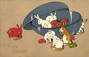 Ansichtskarte / Postkarte Glückwunsch Ostern, Hasen und Ostereier