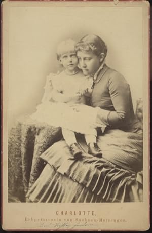 Cabinet Foto Prinzessin Charlotte von Sachsen-Meiningen mit Tochter Feodora