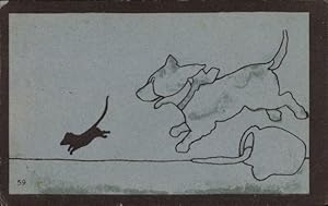 Ansichtskarte / Postkarte Hund verfolgt ein kleines Tier