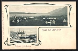Ansichtskarte Ober-Arth, Bahnhof Arth.Goldau, Ortsansicht