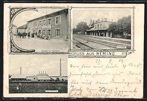 Carte postale Heming, Gasthaus zum Edelweiss, La Gare, Altes Cementwerk
