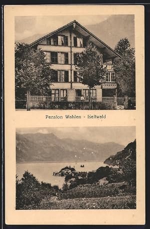 Ansichtskarte Iseltwald, Hotel-Pension Wahlen, Blick über das Wasser