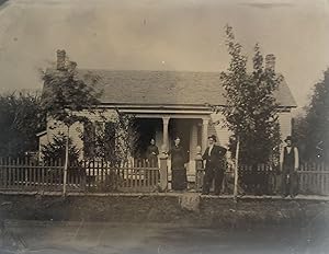 Three Quarter Plate Tintype of Two Women and Two Men in Front of a House